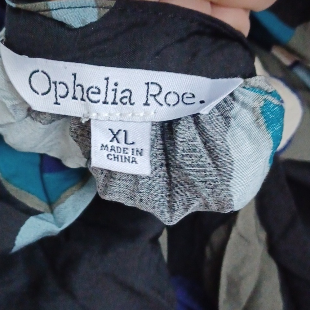 Ophelia Roe Mini Dress Puff Sleeve Elastic Waist Floral XL, 20" PTP, 36"L - Picture 5 of 8